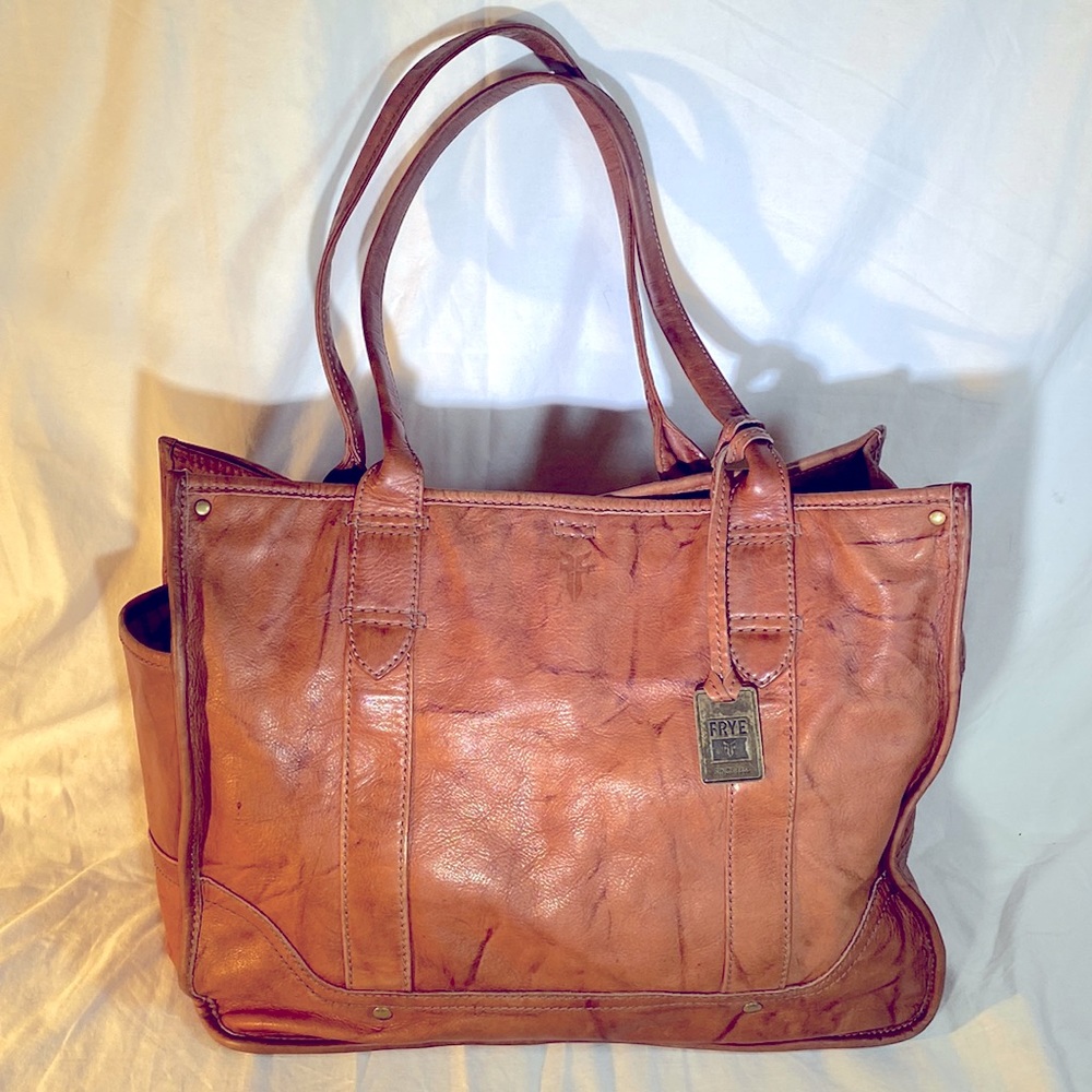 Frye Campus Leather Saddle Cognac Brown Tote Shopper Shoulder Bag
